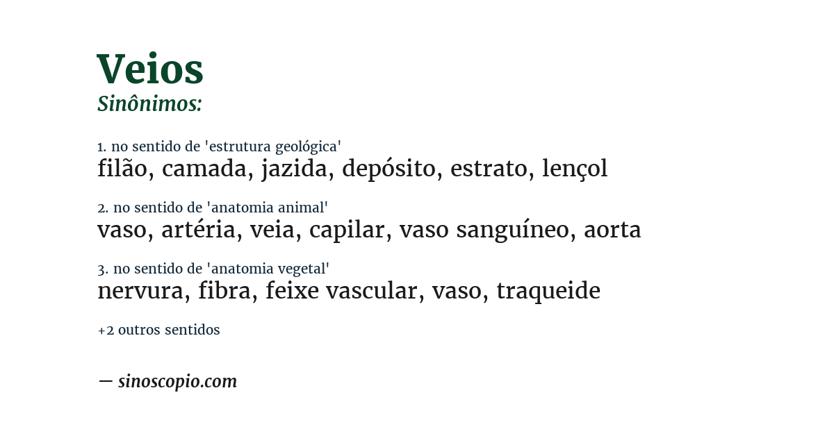 Sinônimo de veios