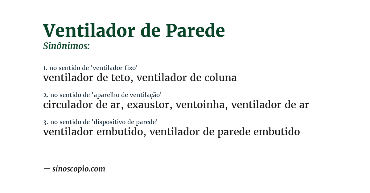 Sinônimo de ventilador de parede