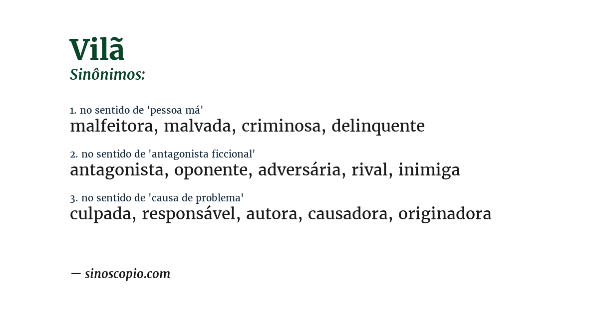 Sinônimo de vilã