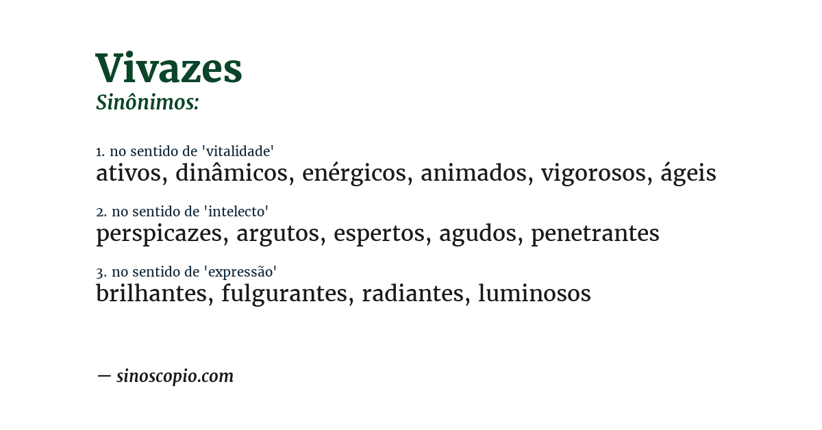 Sinônimo de vivazes