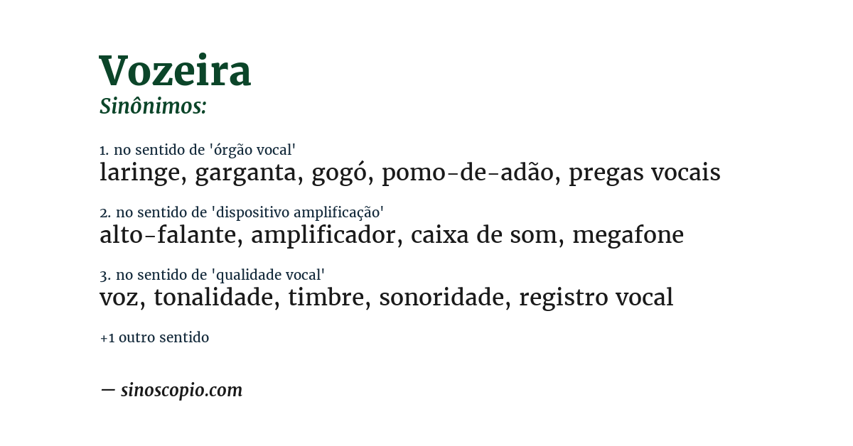 Sinônimo de vozeira
