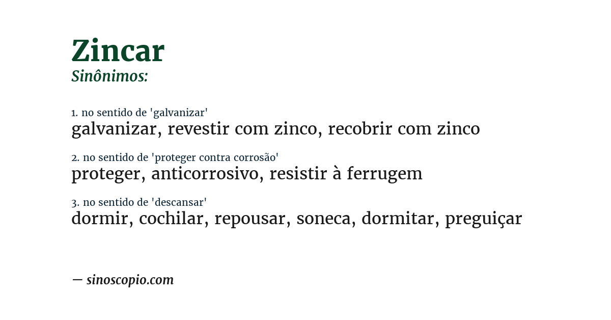 Sinônimo de zincar