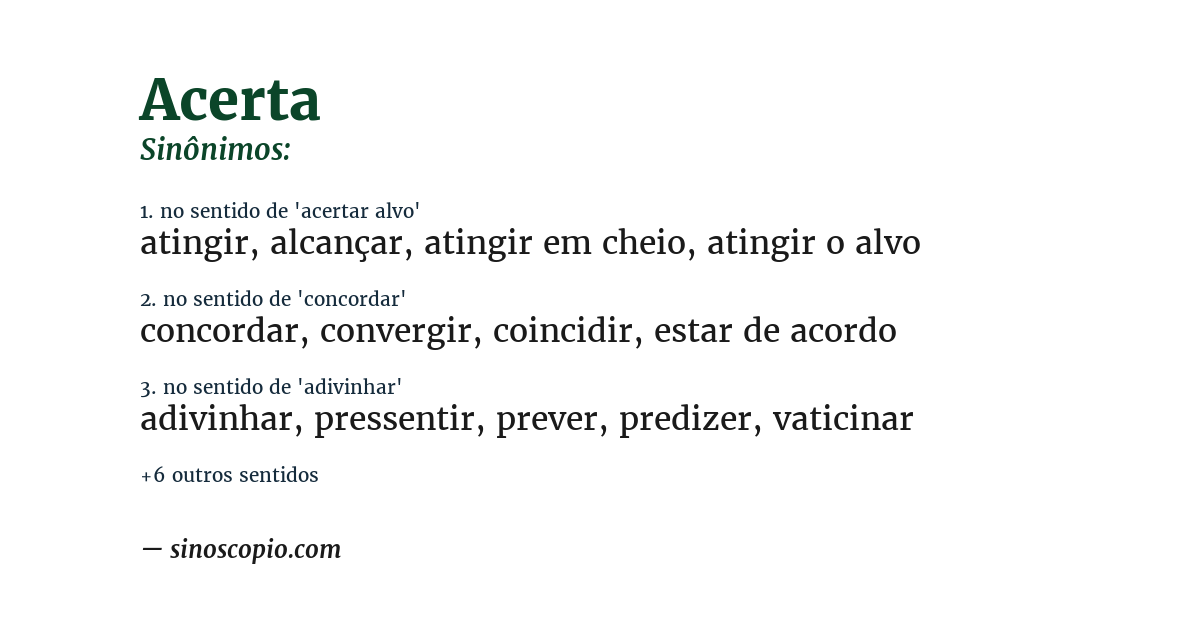Sinônimo de acerta