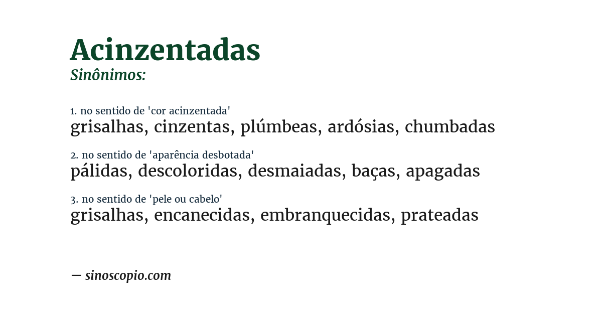 Sinônimo de acinzentadas