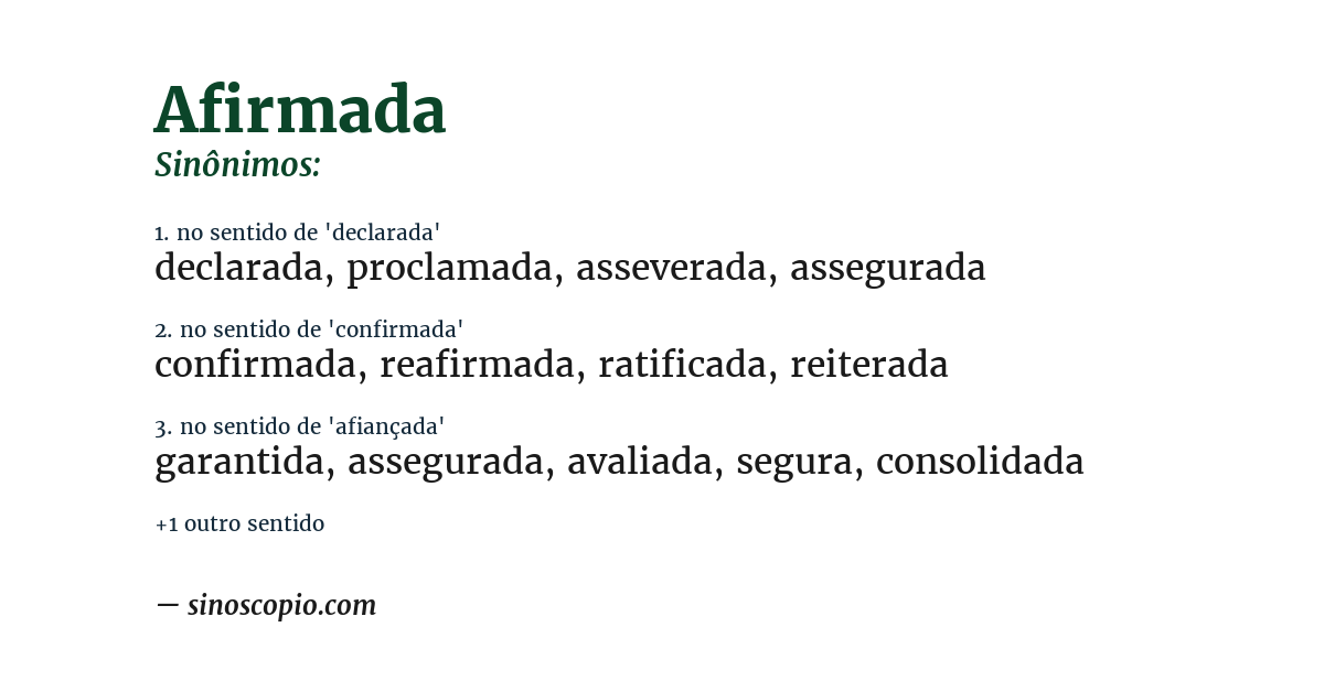 Sinônimo de afirmada