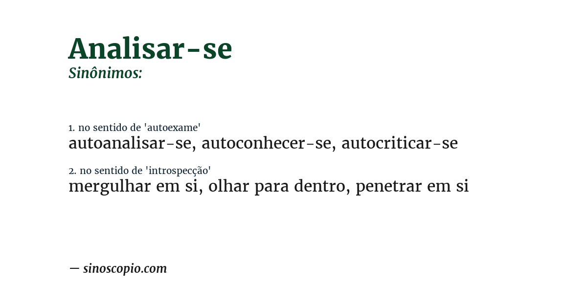 Sinônimo de analisar-se