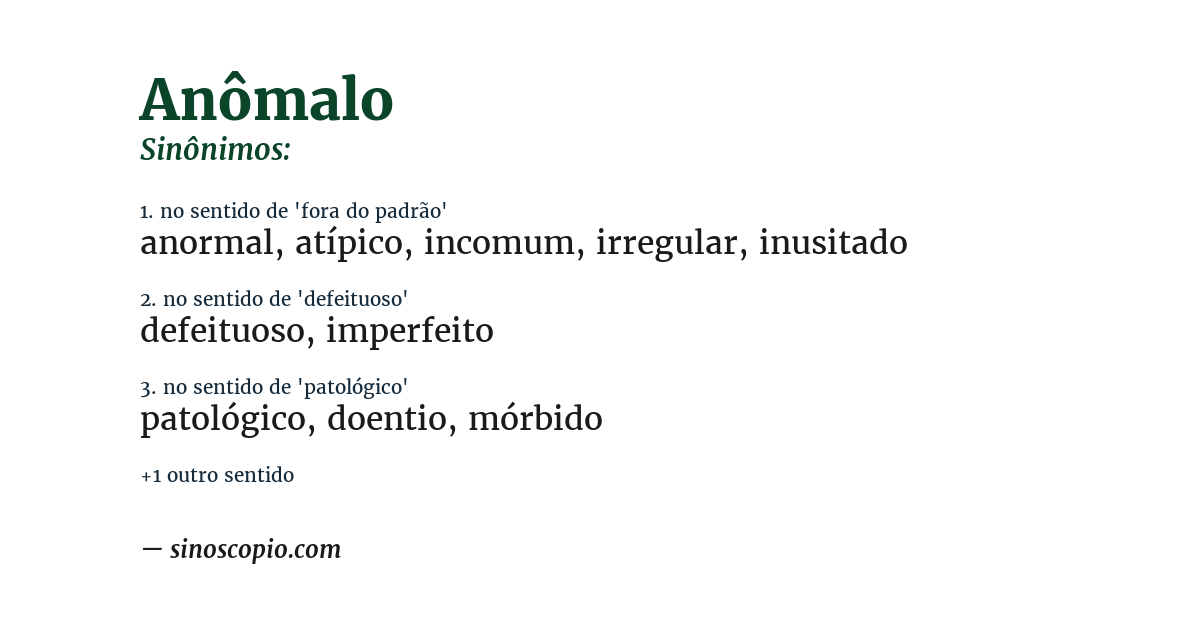Sinônimo de anômalo