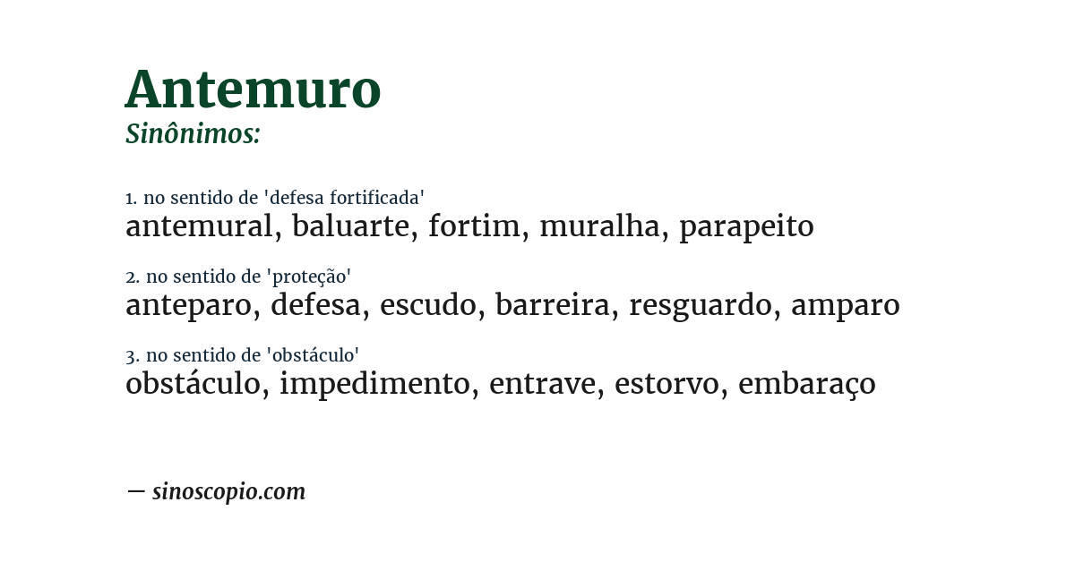 Sinônimo de antemuro