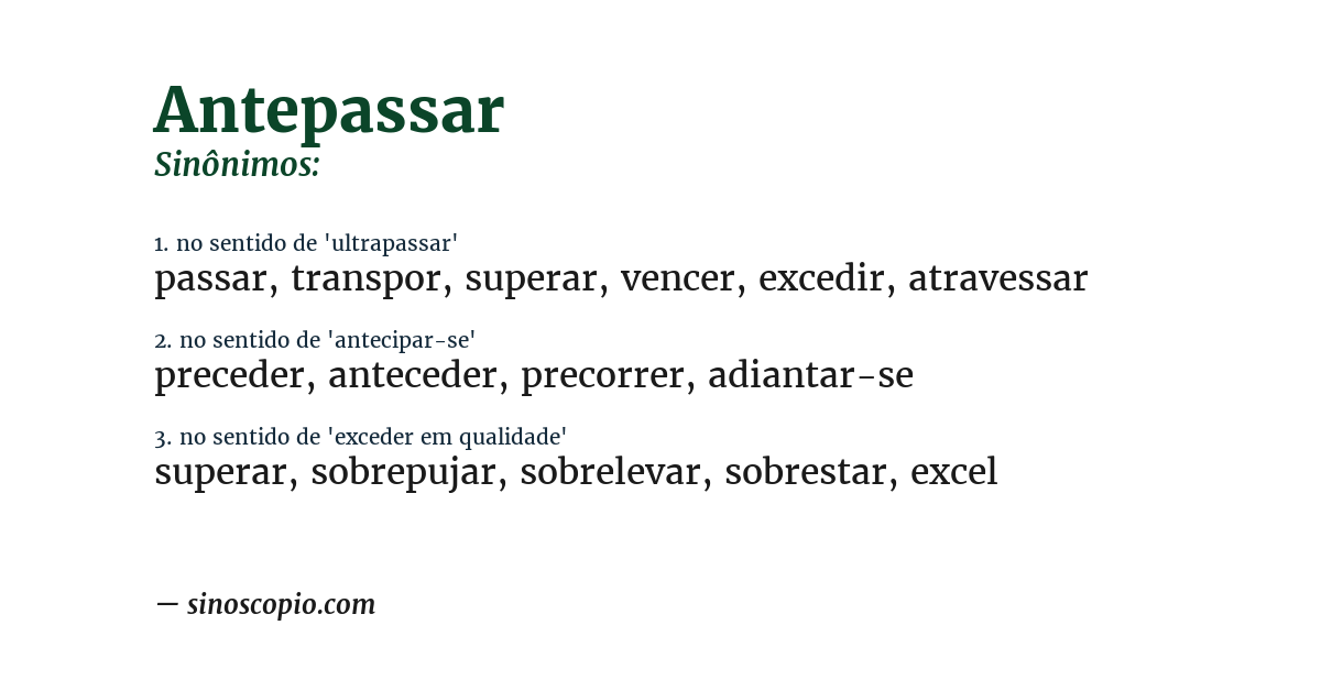 Sinônimo de antepassar