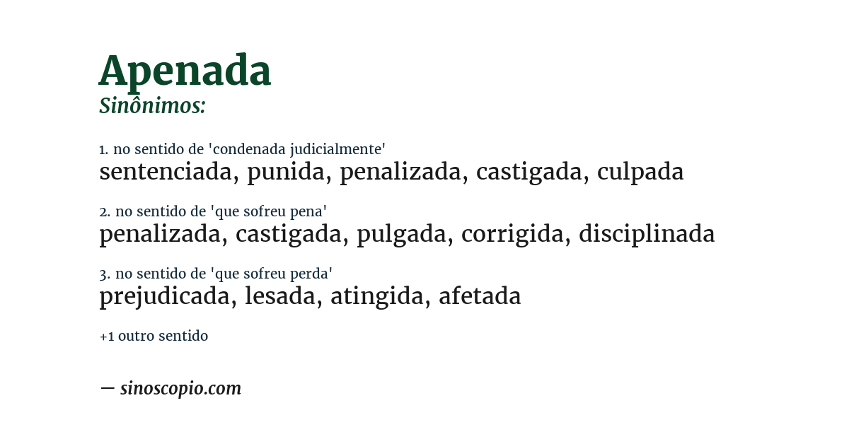 Sinônimo de apenada