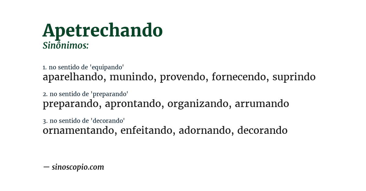 Sinônimo de apetrechando