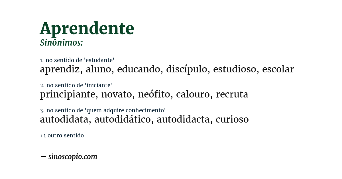 Sinônimo de aprendente
