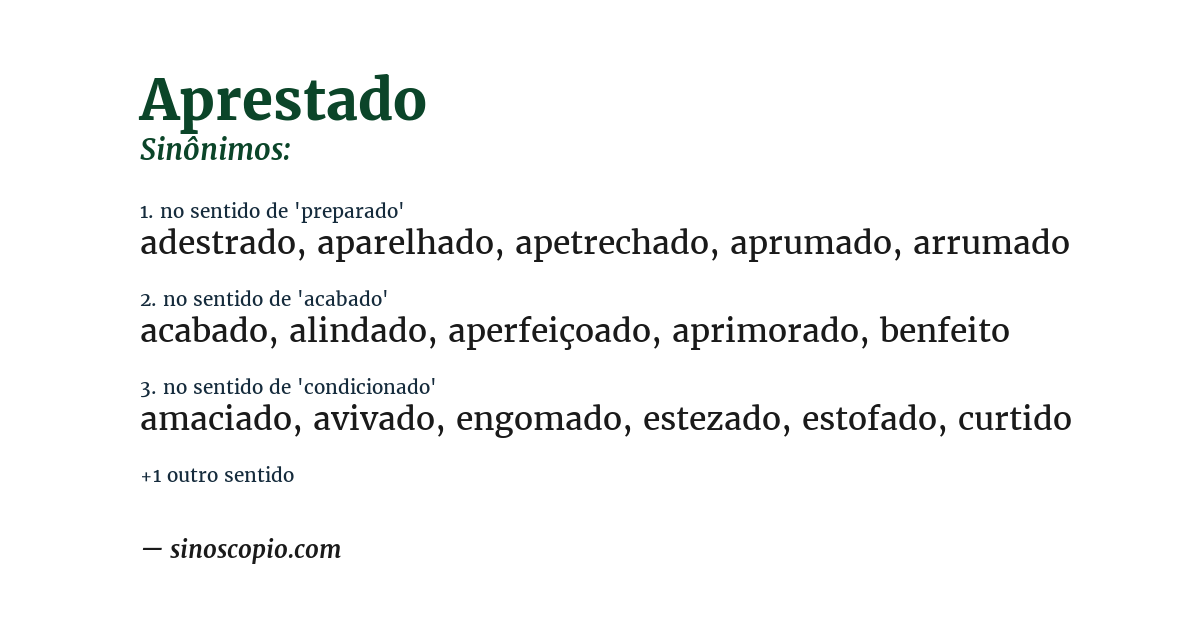 Sinônimo de aprestado
