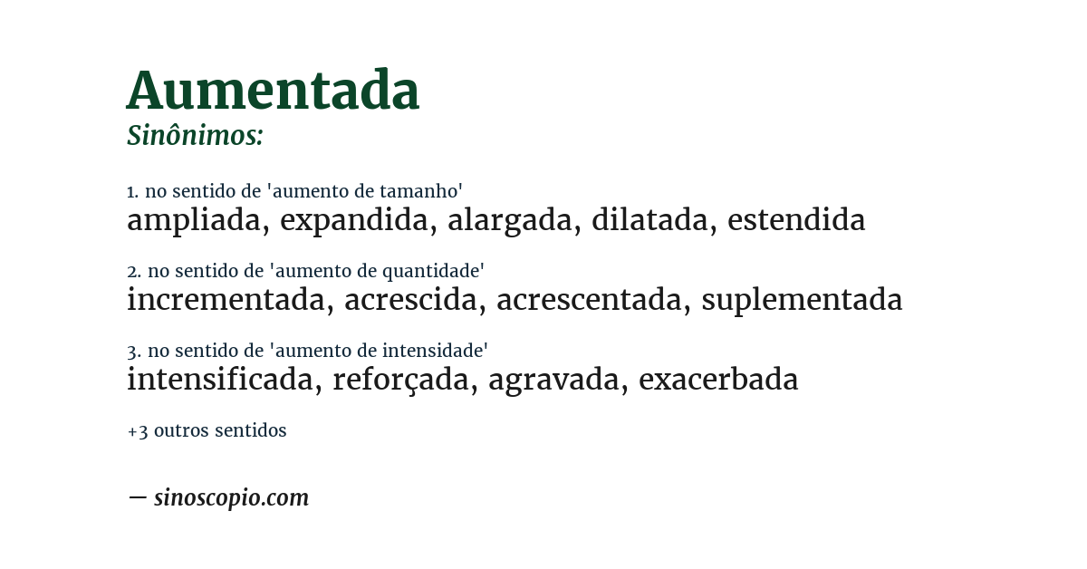 Sinônimo de aumentada