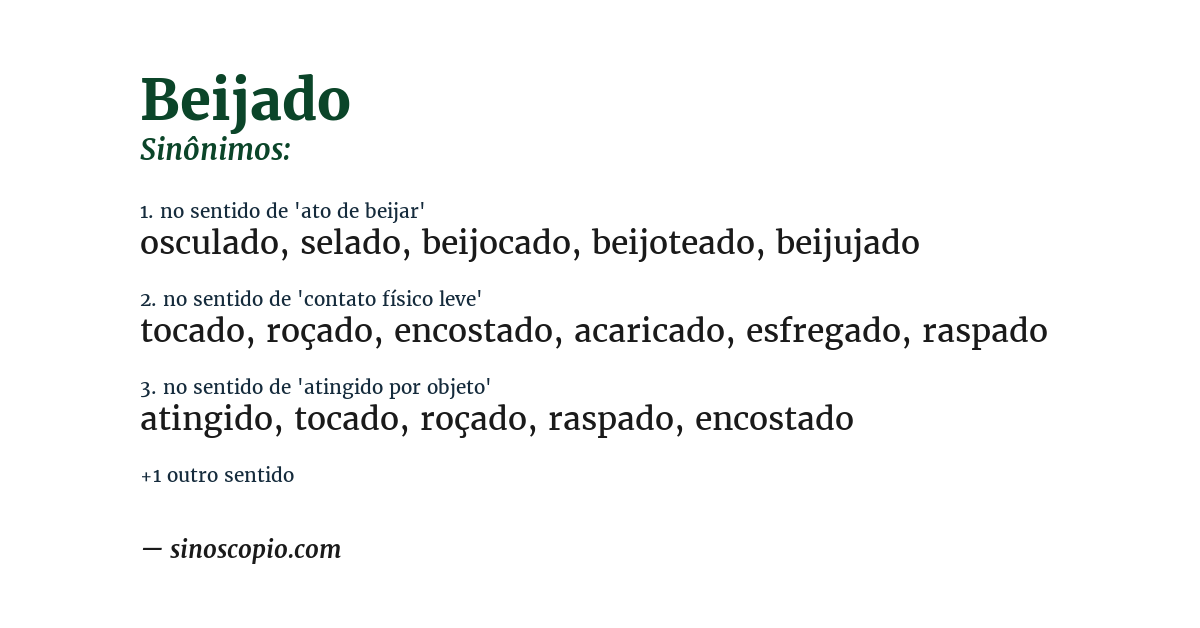 Sinônimo de beijado