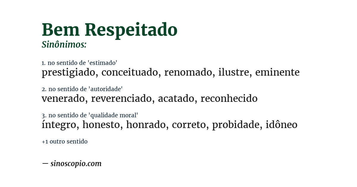 Sinônimo de bem respeitado