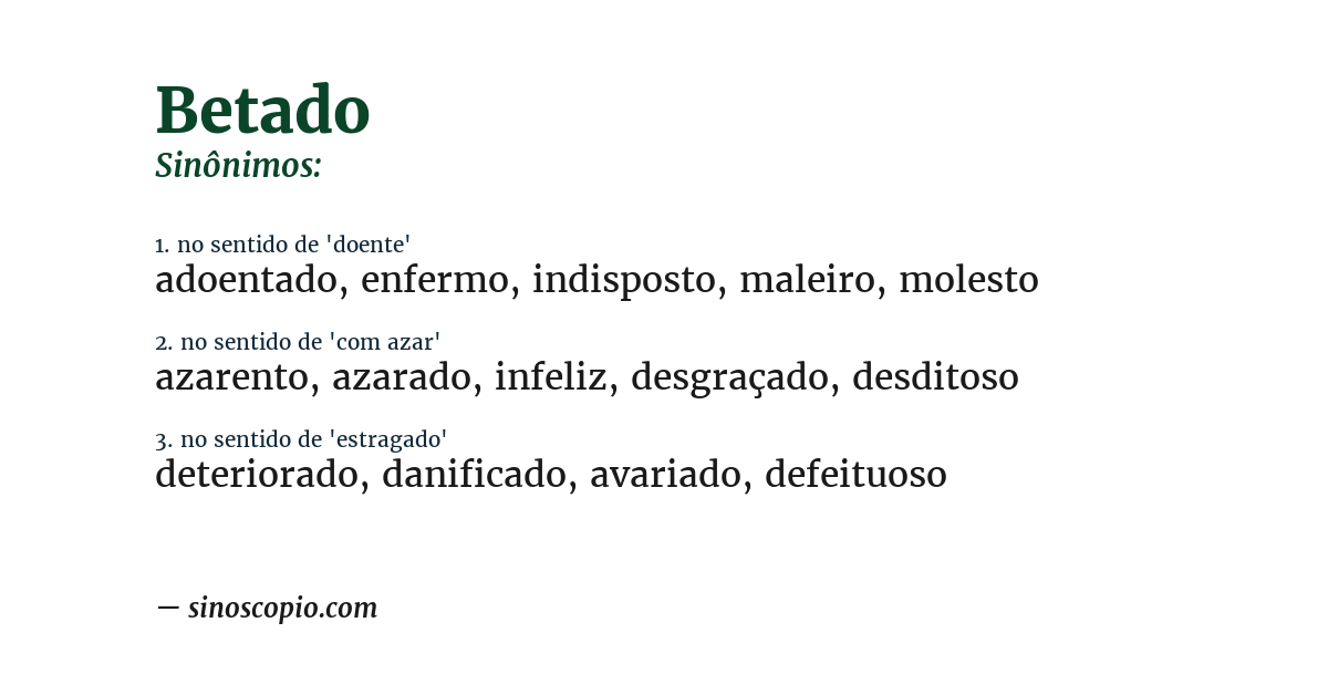 Sinônimo de betado