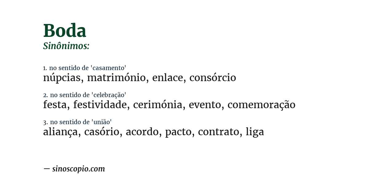 Sinônimo de boda
