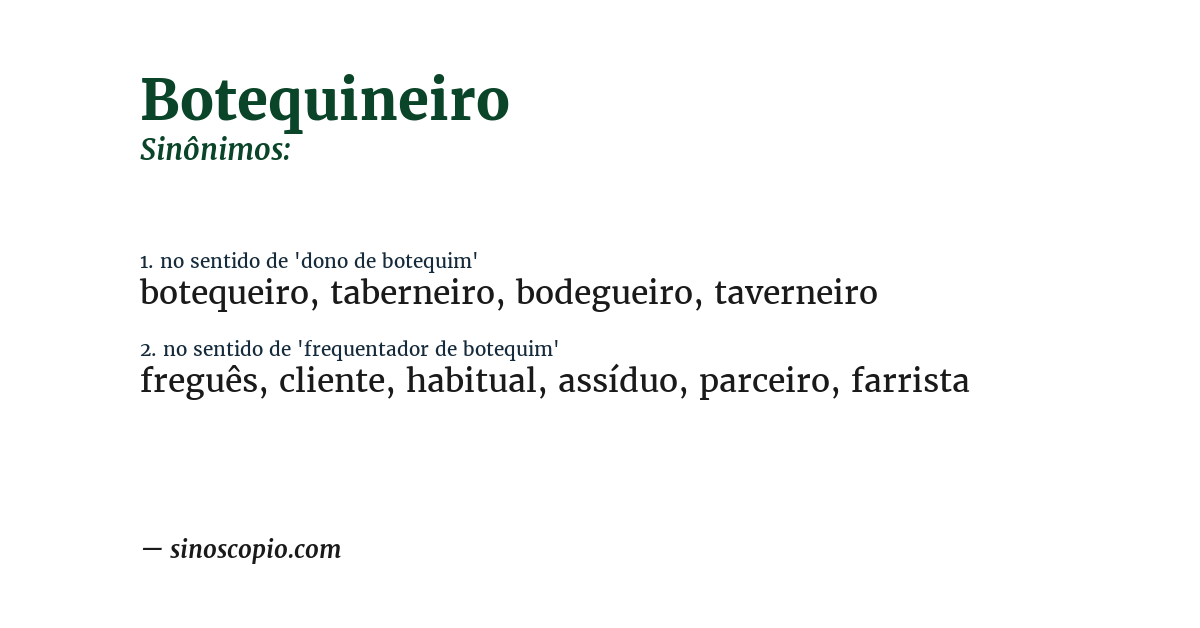 Sinônimo de botequineiro