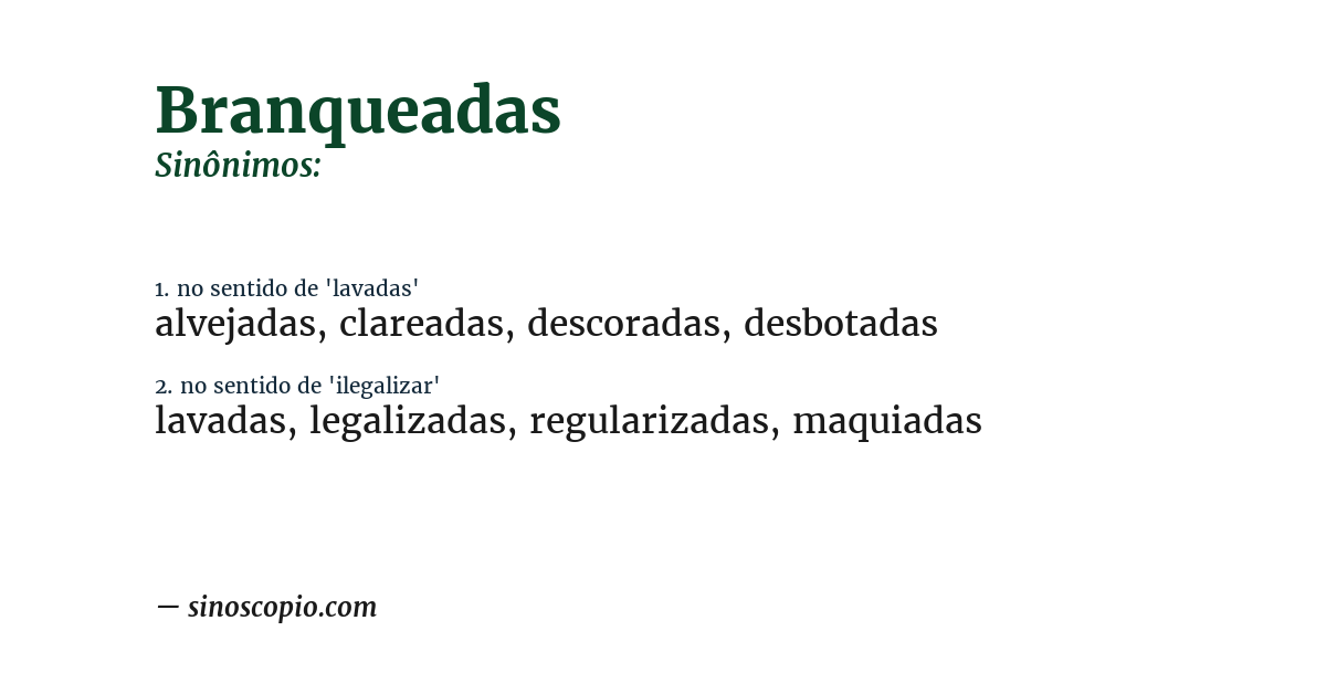 Sinônimo de branqueadas