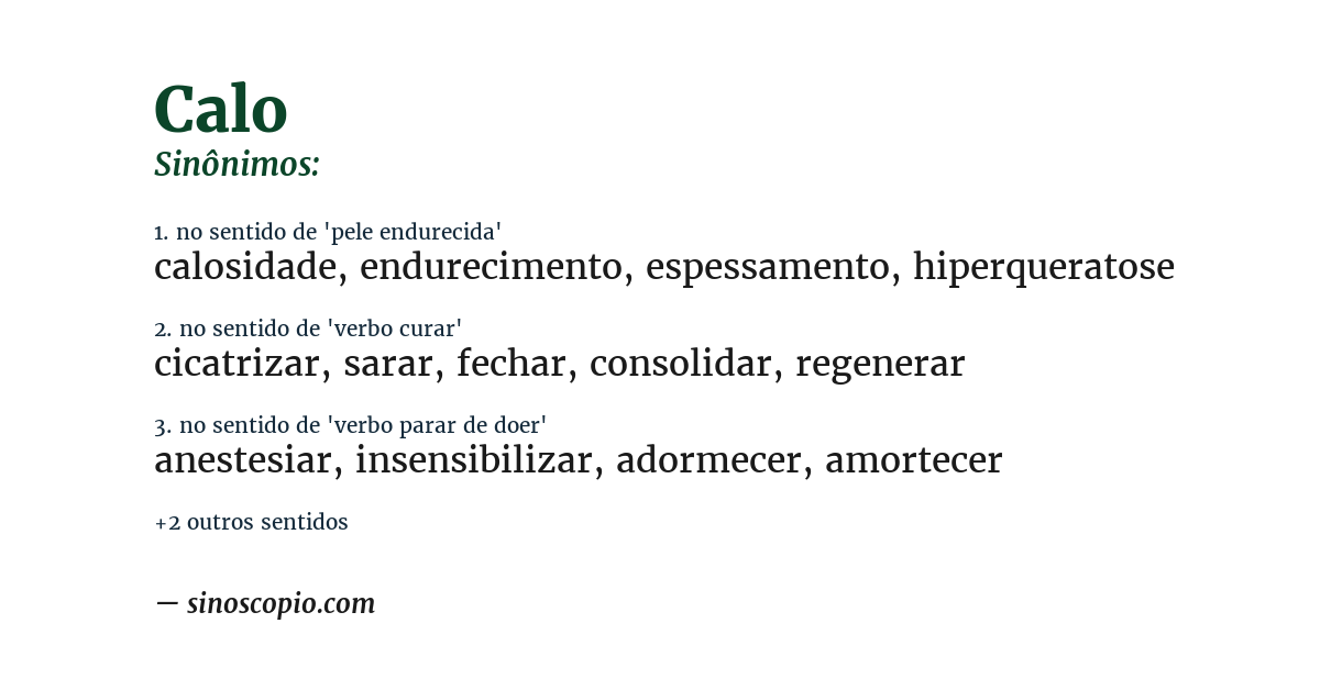 Sinônimo de calo