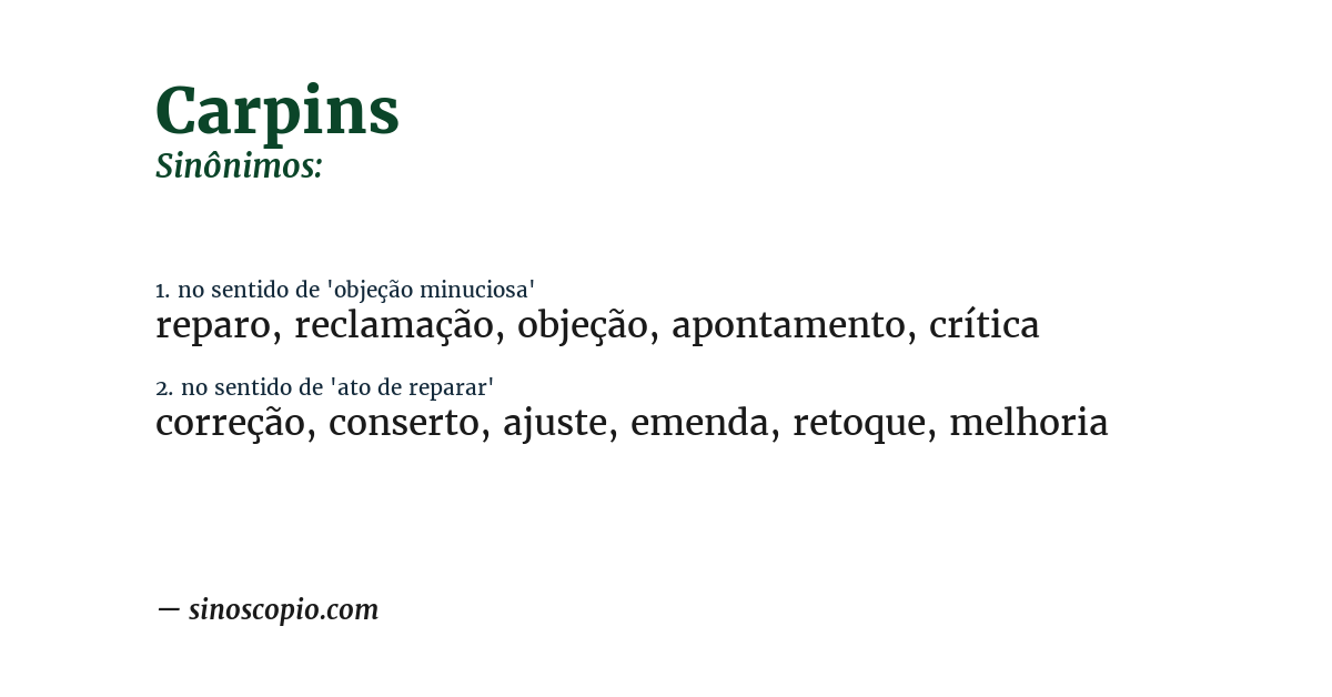Sinônimo de carpins