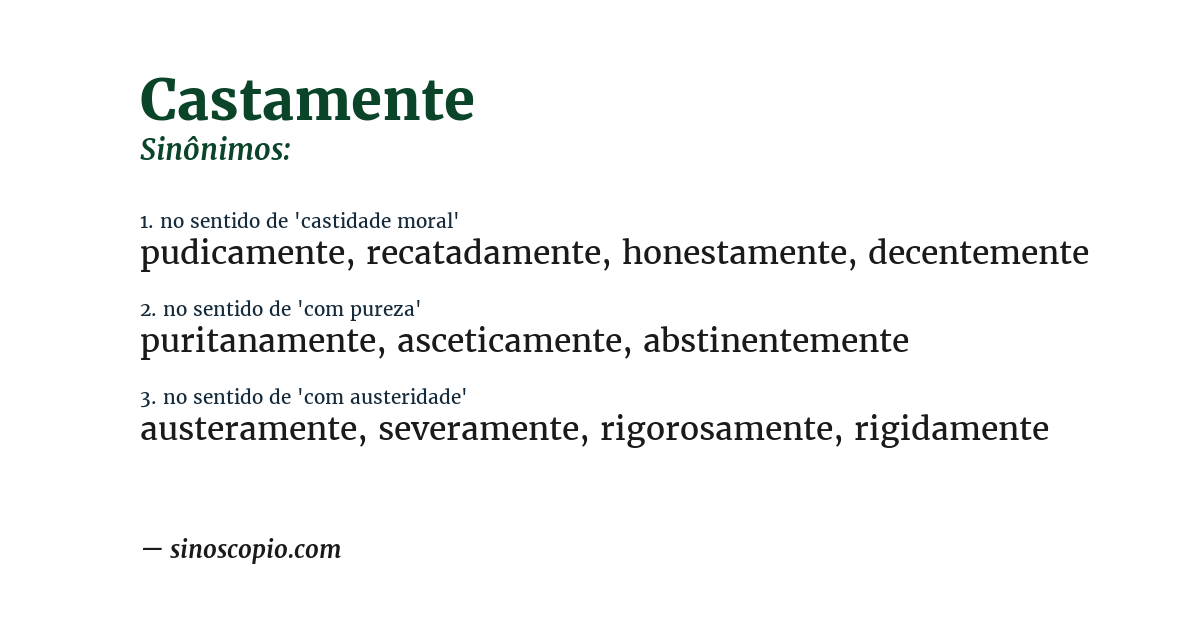 Sinônimo de castamente