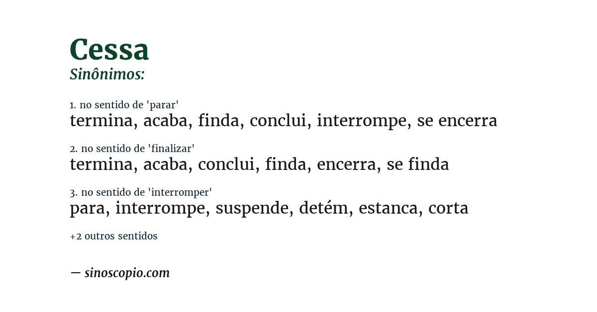 Sinônimo de cessa