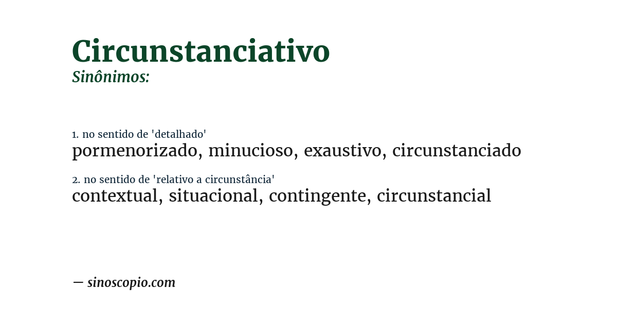 Sinônimo de circunstanciativo