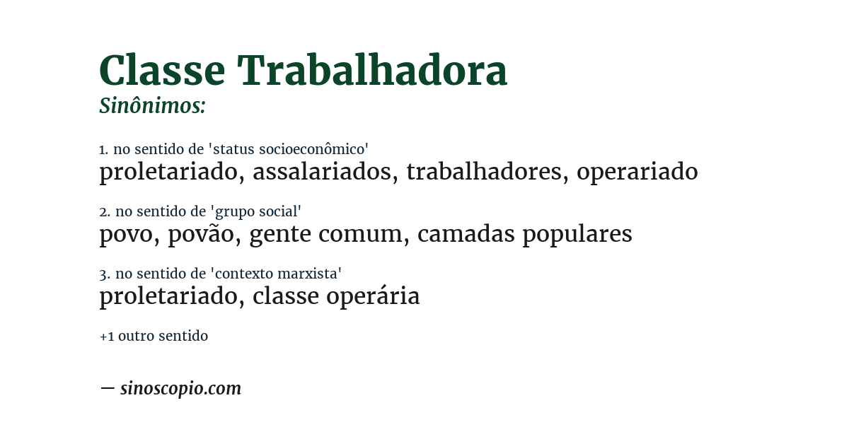 Sinônimo de classe trabalhadora