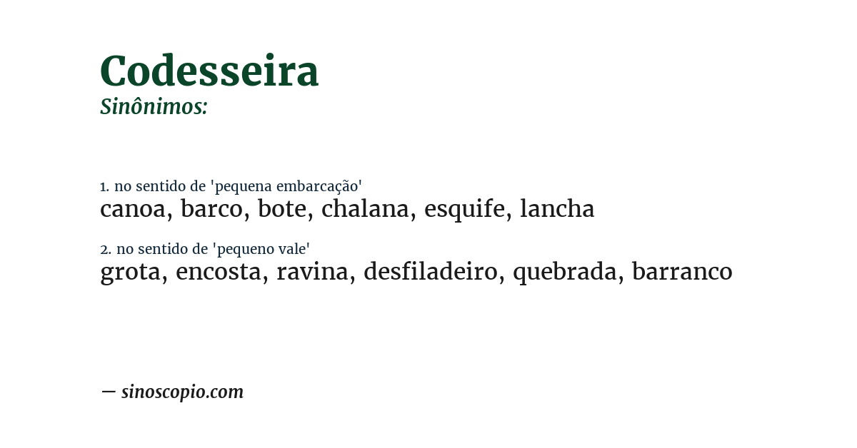 Sinônimo de codesseira