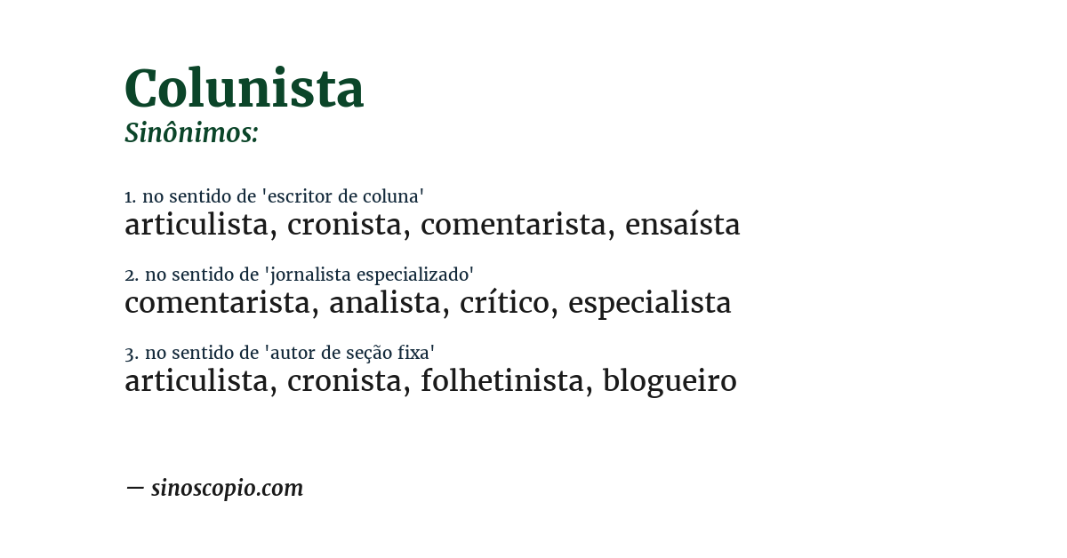 Sinônimo de colunista