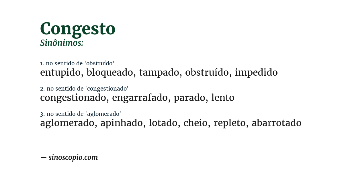 Sinônimo de congesto
