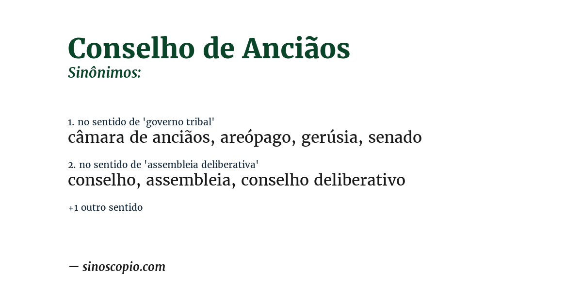 Sinônimo de conselho de anciãos