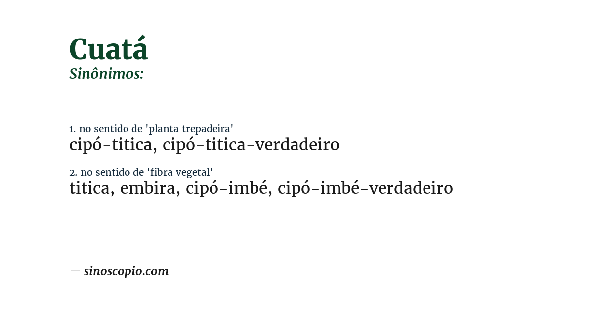 Sinônimo de cuatá