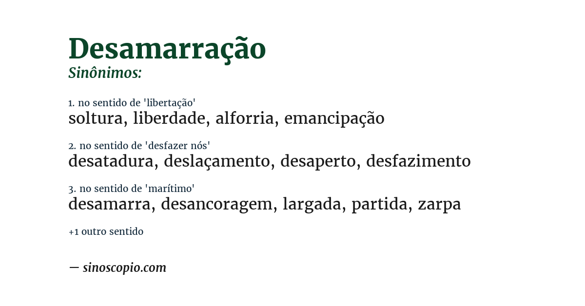 Sinônimo de desamarração