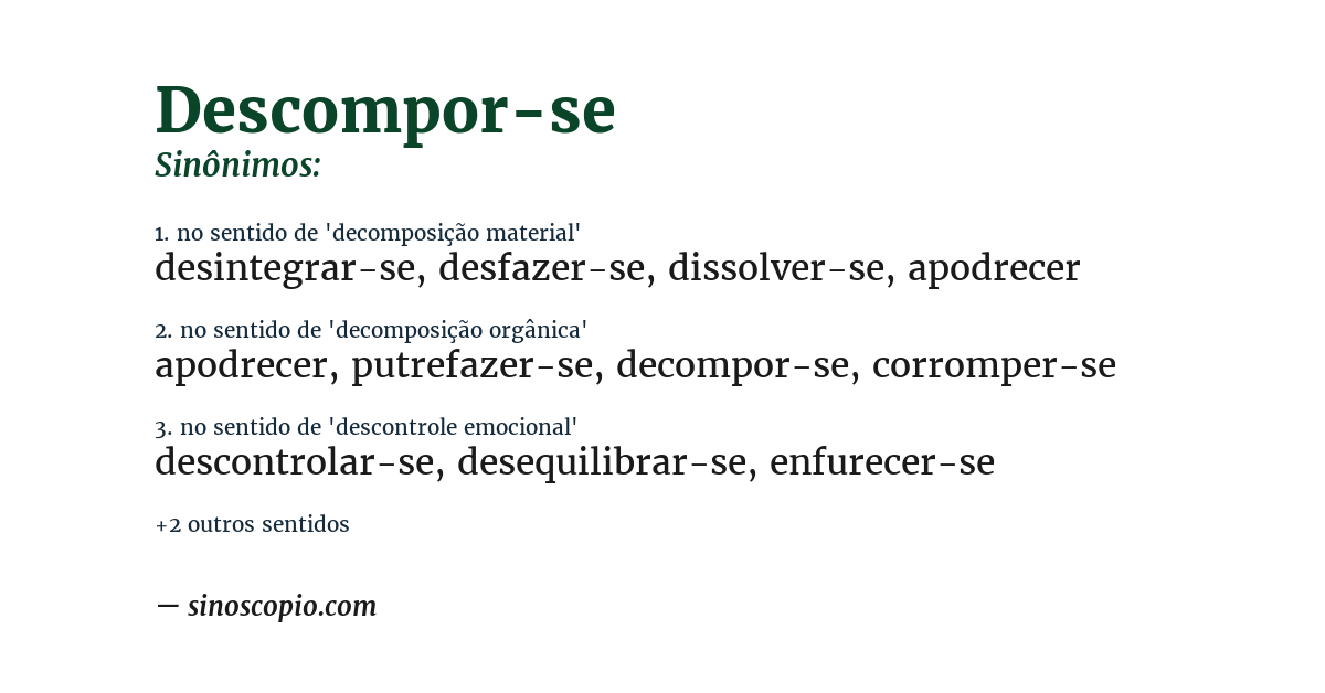 Sinônimo de descompor-se