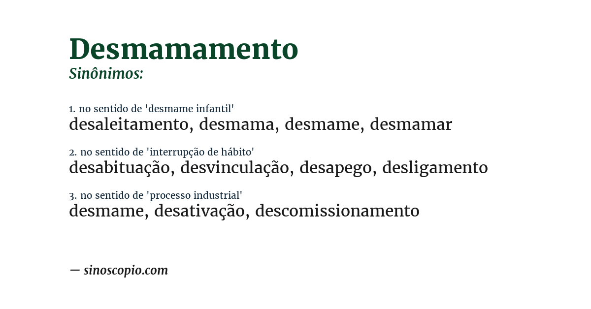 Sinônimo de desmamamento