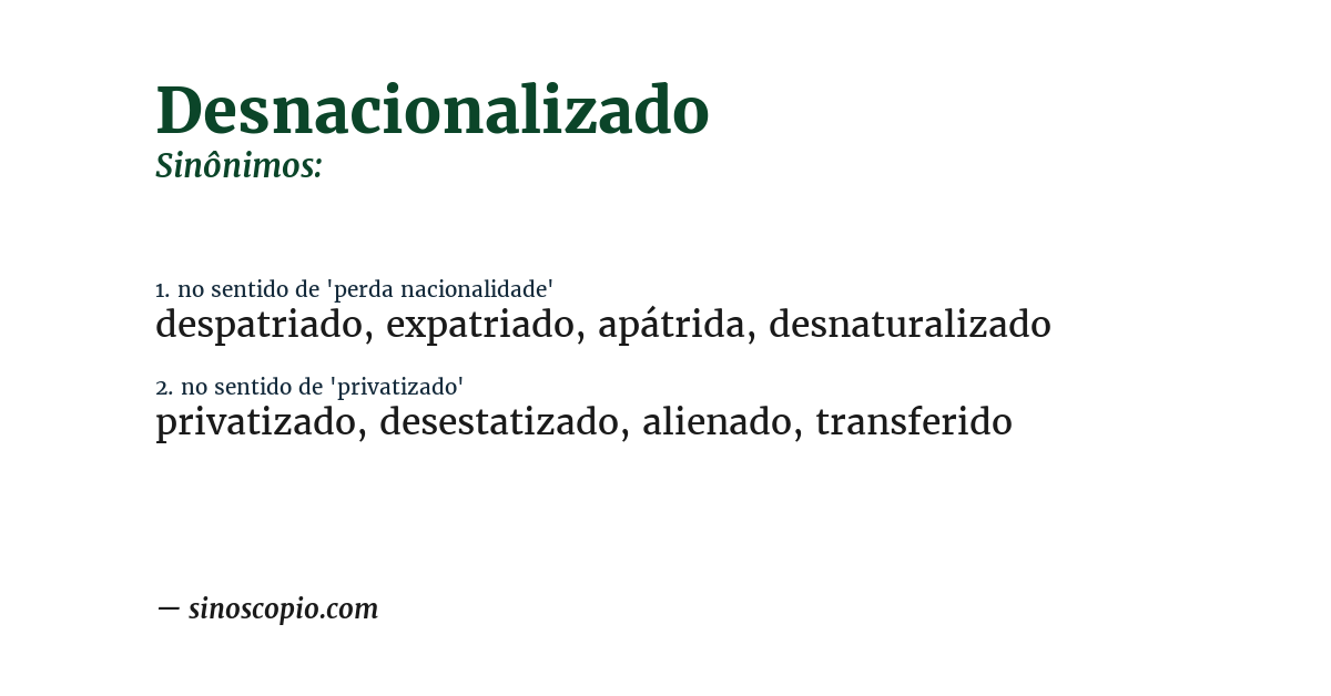 Sinônimo de desnacionalizado