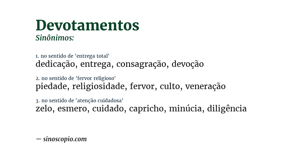 Sinônimo de devotamentos