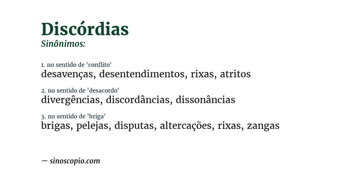 Sinônimo de discórdias