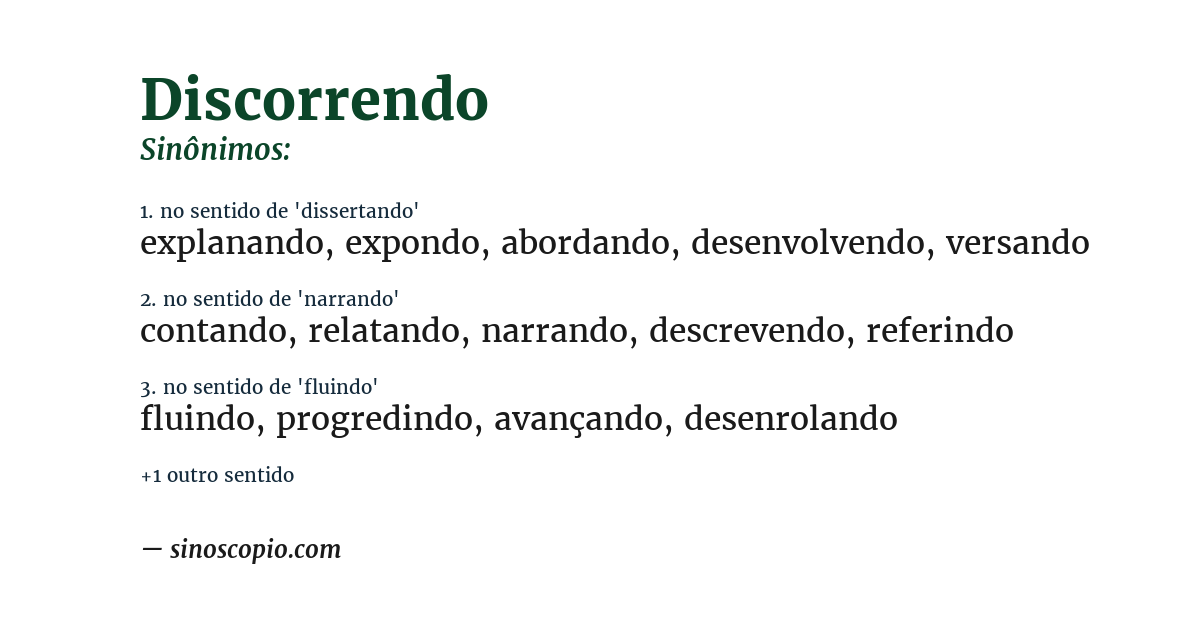 Sinônimo de discorrendo