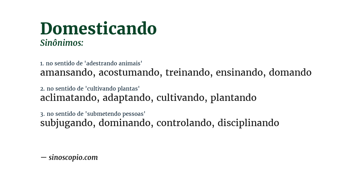 Sinônimo de domesticando