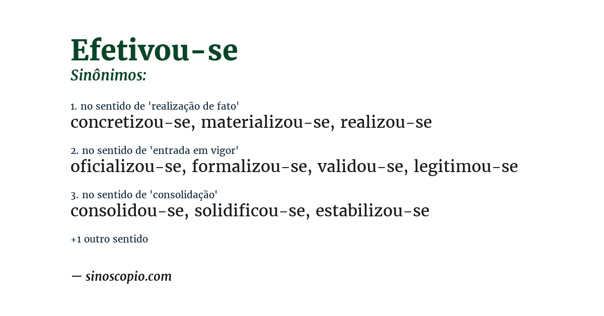 Sinônimo de efetivou-se