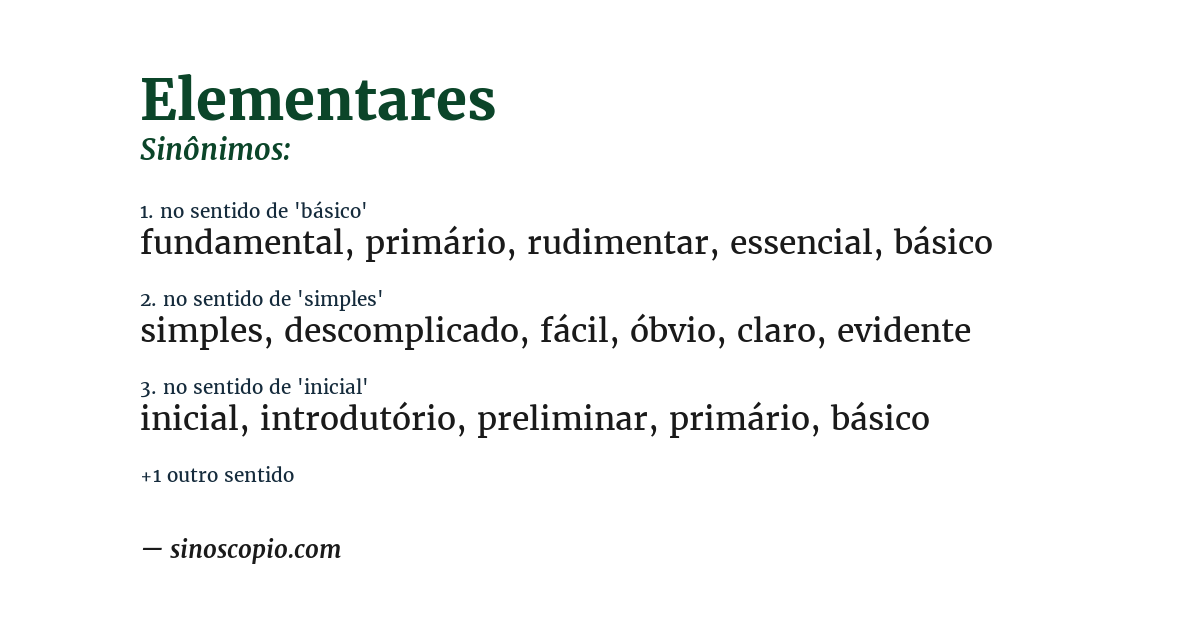 Sinônimo de elementares
