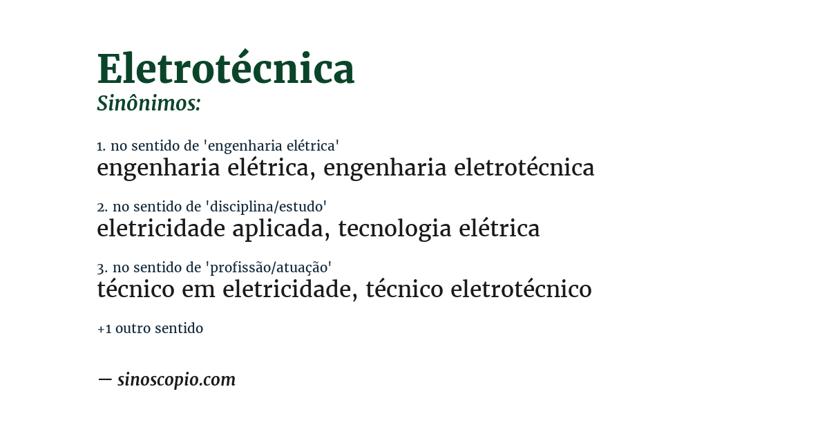 Sinônimo de eletrotécnica