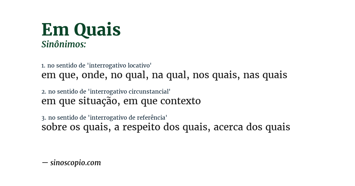 Sinônimo de em quais