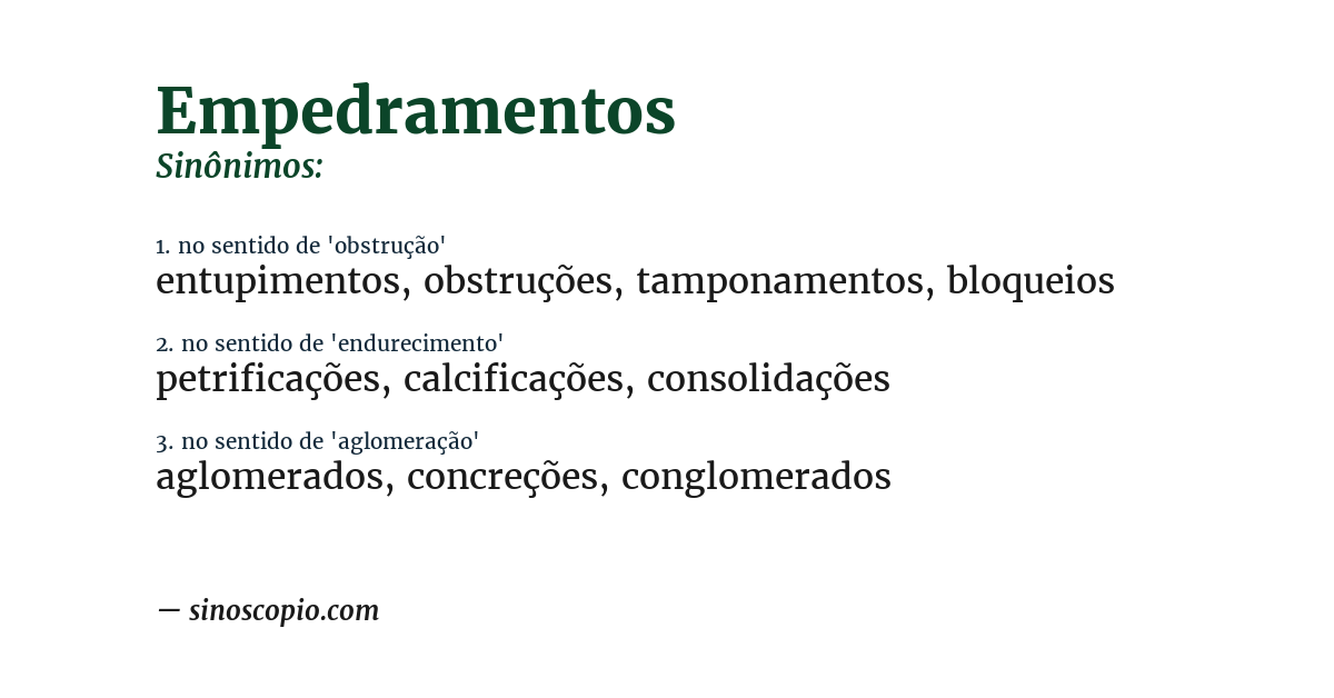 Sinônimo de empedramentos