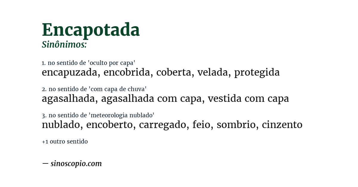 Sinônimo de encapotada