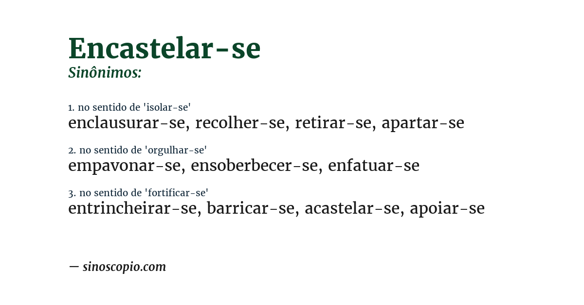 Sinônimo de encastelar-se